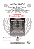 Stage : 20 & 21 juin 2015 - AIKIDO - SOISY-SOUS-MONTMORENCY (F-95230) - Michel PROUVEZE ( 6e dan Aïkido / 4e dan Iaïdo )